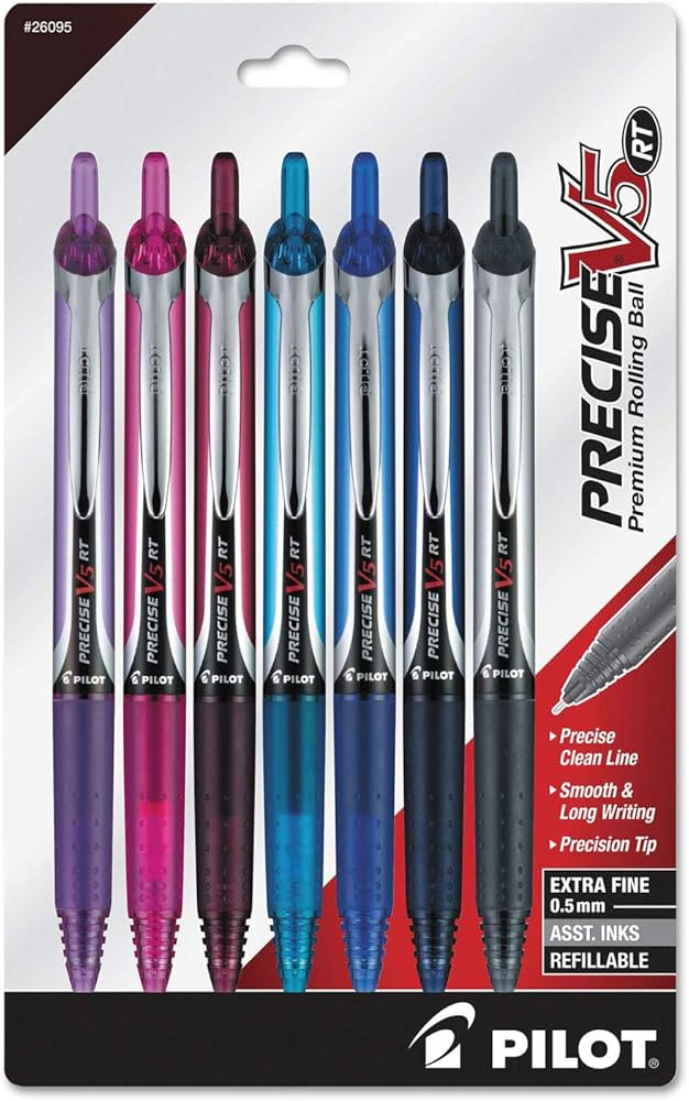 Pilot, Precise V5 RT Refillable & Retractable Liquid Ink Rolling Ball Pens, Extra Fine Point (0.5... | Amazon (US)