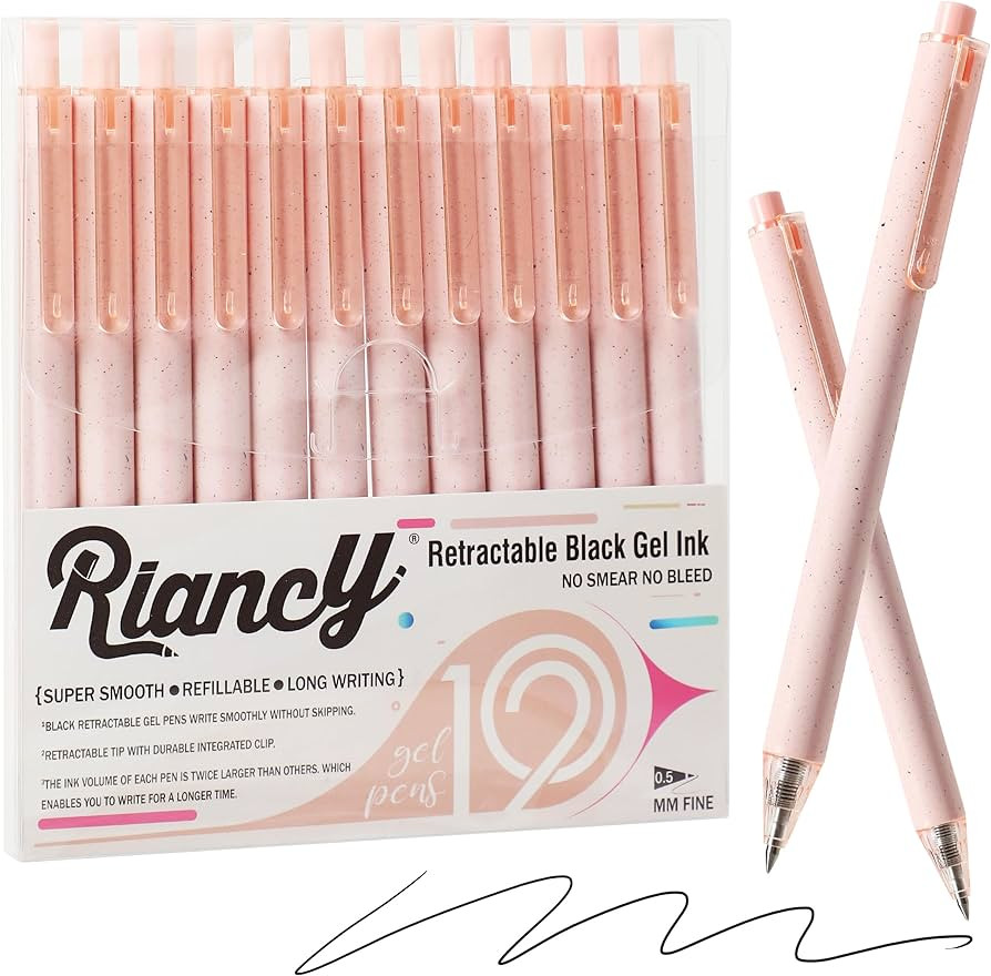 RIANCY Premium Pink Gel Pens - Smooth Writing, Quick Dry, Set of 12 - Ideal for Journaling, Note-... | Amazon (US)