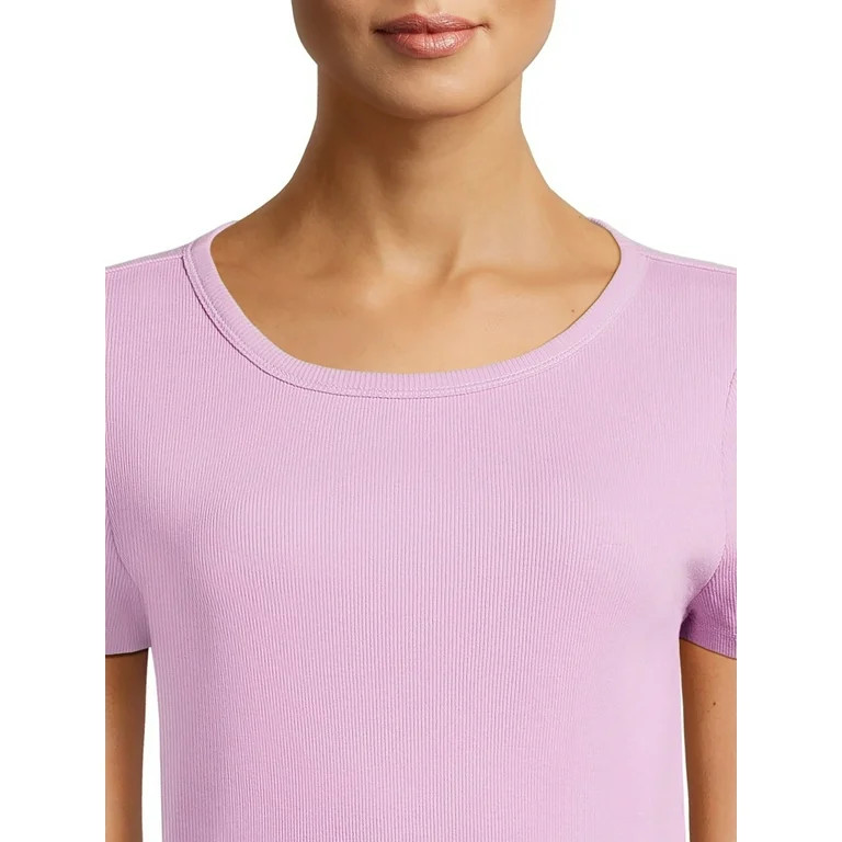 Time and Tru Women’s Rib Tee with Short Sleeves, Available in 1-Pack, Sizes XS-XXXL - Walmart.c... | Walmart (US)