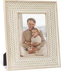 Sonefreiy 5x7 Picture Frame, Boho Picture Frames Rattan Pattern 5 x 7 Photo Frame for Desk and Wa... | Amazon (US)