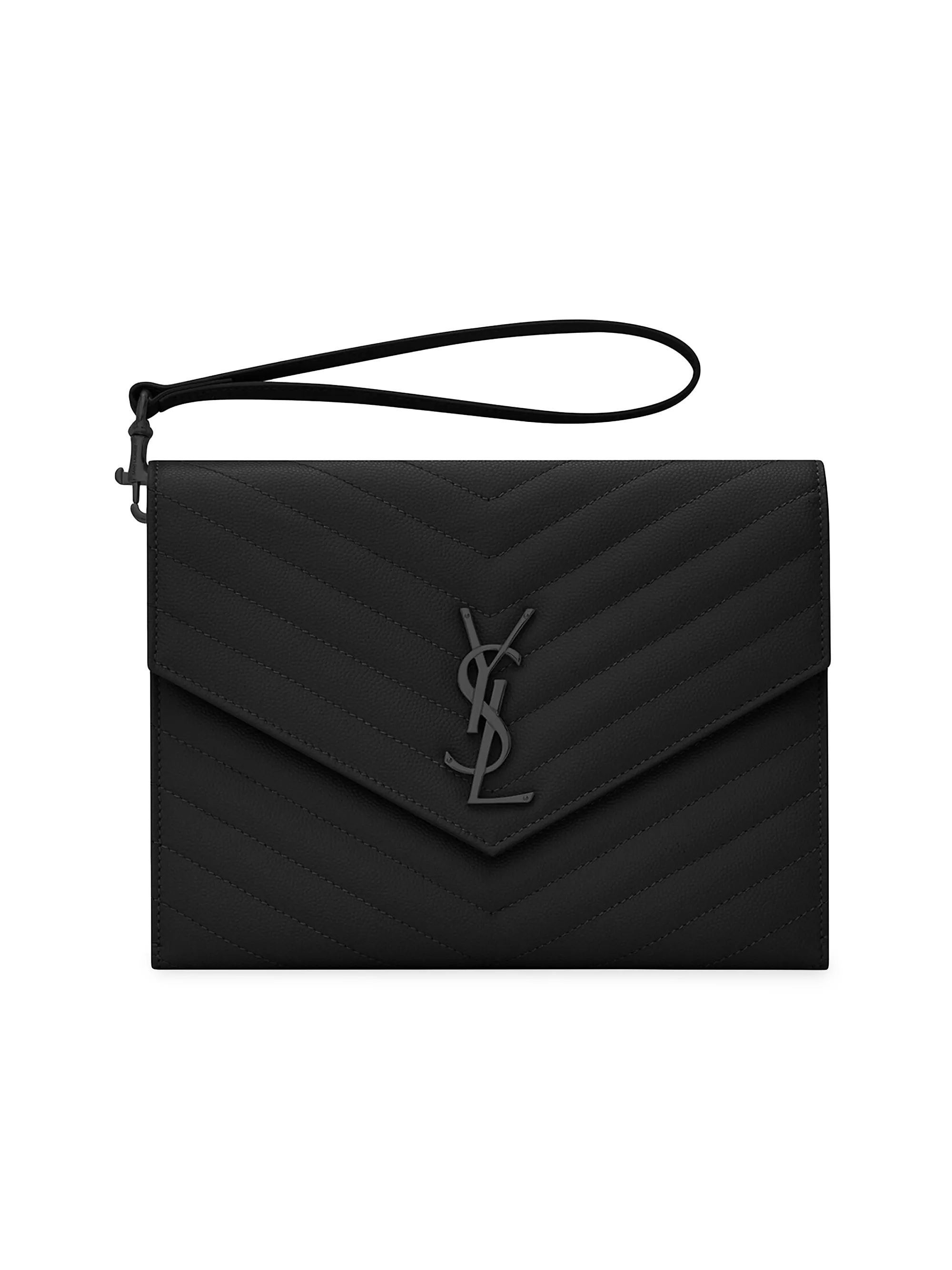 Cassandre Matelassé Flap Pouch in Grain De Poudre Embossed Leather | Saks Fifth Avenue