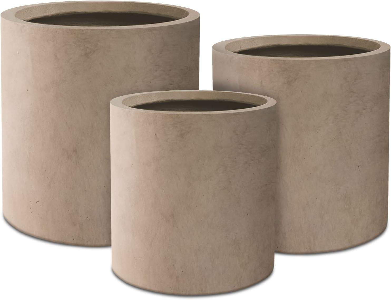 Kante 9.8",12.6",15.7" DiaConcrete Outdoor Modern Cylindrical Planters Set of 3, Weathered Concre... | Amazon (US)