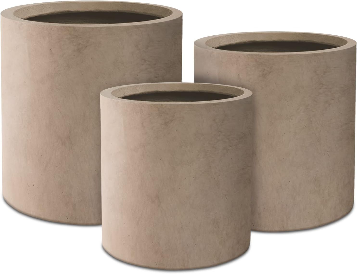 Kante 9.8",12.6",15.7" DiaConcrete Outdoor Modern Cylindrical Planters Set of 3, Weathered Concre... | Amazon (US)