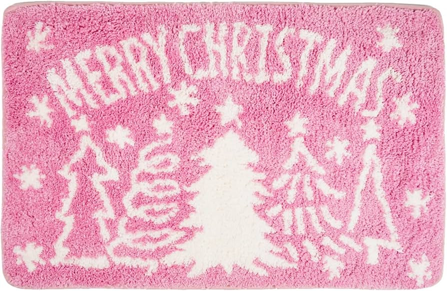 Christmas Rug Pink Christmas Decorations Bathroom Rugs Christmas Decorative Bath Mat Xmas Winter ... | Amazon (US)