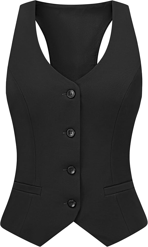 V VOCNI Chaleco para mujer, espalda cruzada, con botones, de moda, casual, chaleco | Amazon (US)