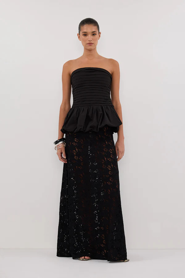 PEGGY BLACK COTTON STRAPLESS TOP | DISSH