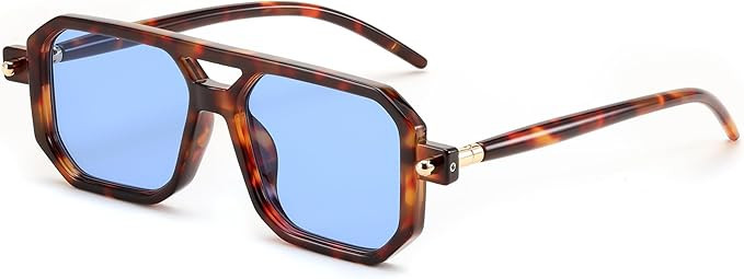 FEISEDY Vintage Square 70s Flat Aviator Sunglasses Women Men Classic Retro Stylish Frame UV400 Su... | Amazon (US)