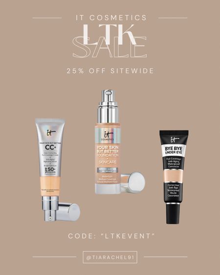25% off sitewide IT Cosmetics with code "LTKEVENT"

#LTKbeauty #LTKSale #LTKsalealert