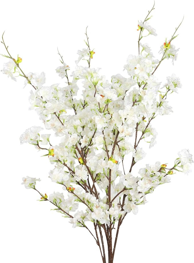 Cherry Blossom Stems Flowers Artificial - 4 Faux Japanese Sakura Branches Long Silk Tall Fake Flo... | Amazon (CA)