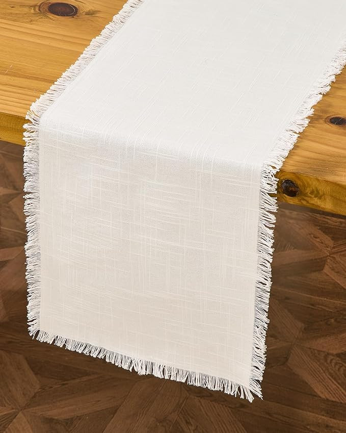 Letjolt White Table Runner 72 Inches Farmhouse Table Runner Slub Texture Cotton Linen Table Decor... | Amazon (US)