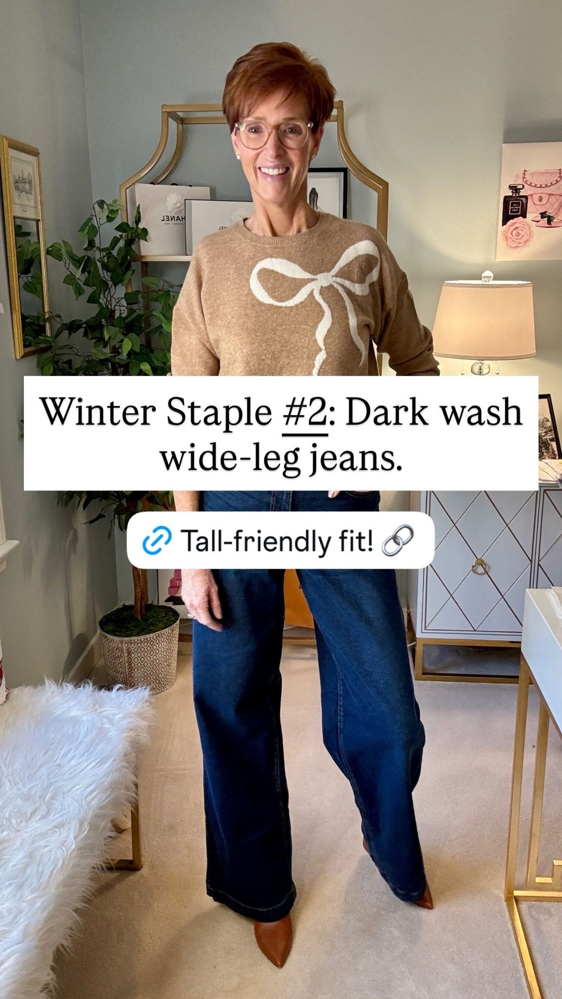 Winter Staple #2: Dark wash wide-leg jeans.

#LTKOver40 #LTKTall #LTKootd