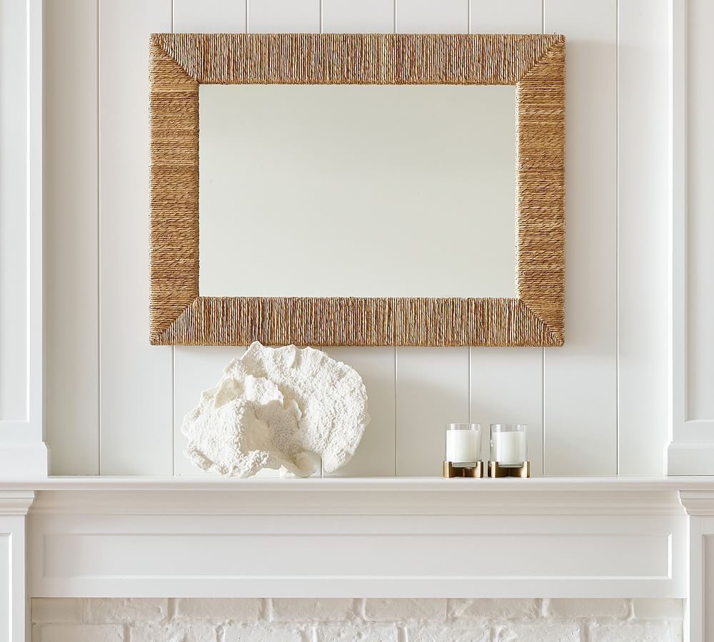 Malibu Handwoven Seagrass Rectangle Mirror - 40"W x 30"H | Pottery Barn (US)