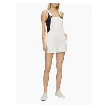 Calvin Klein Women s White Denim Cut-Off Short Overalls Size 29 | Walmart (US)
