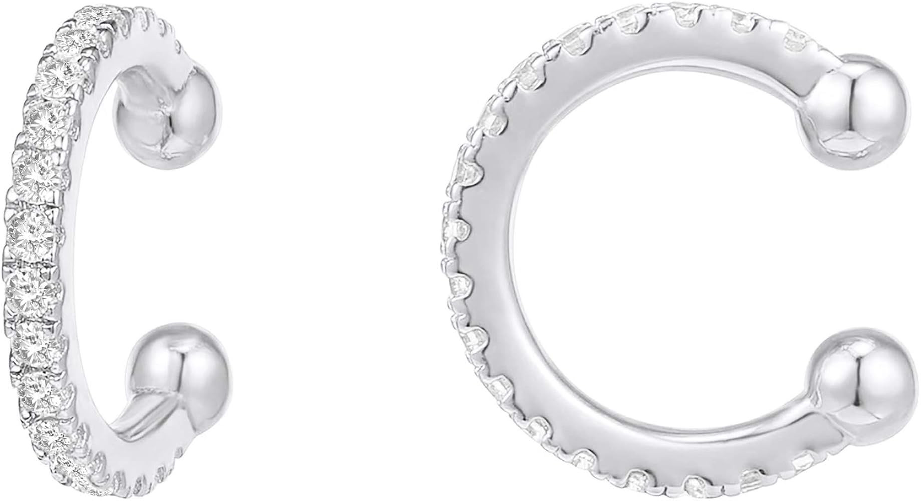 PAVOI 925 Sterling Silver 14K Gold Plated Cubic Zirconia Sparkling Round Huggie Ear Cuff Gold Ear... | Amazon (US)