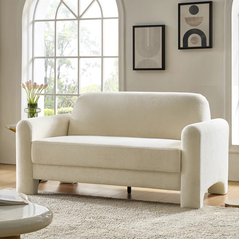 Werts 59.5" Modern Curved Chenille Loveseat Sofa | Wayfair North America