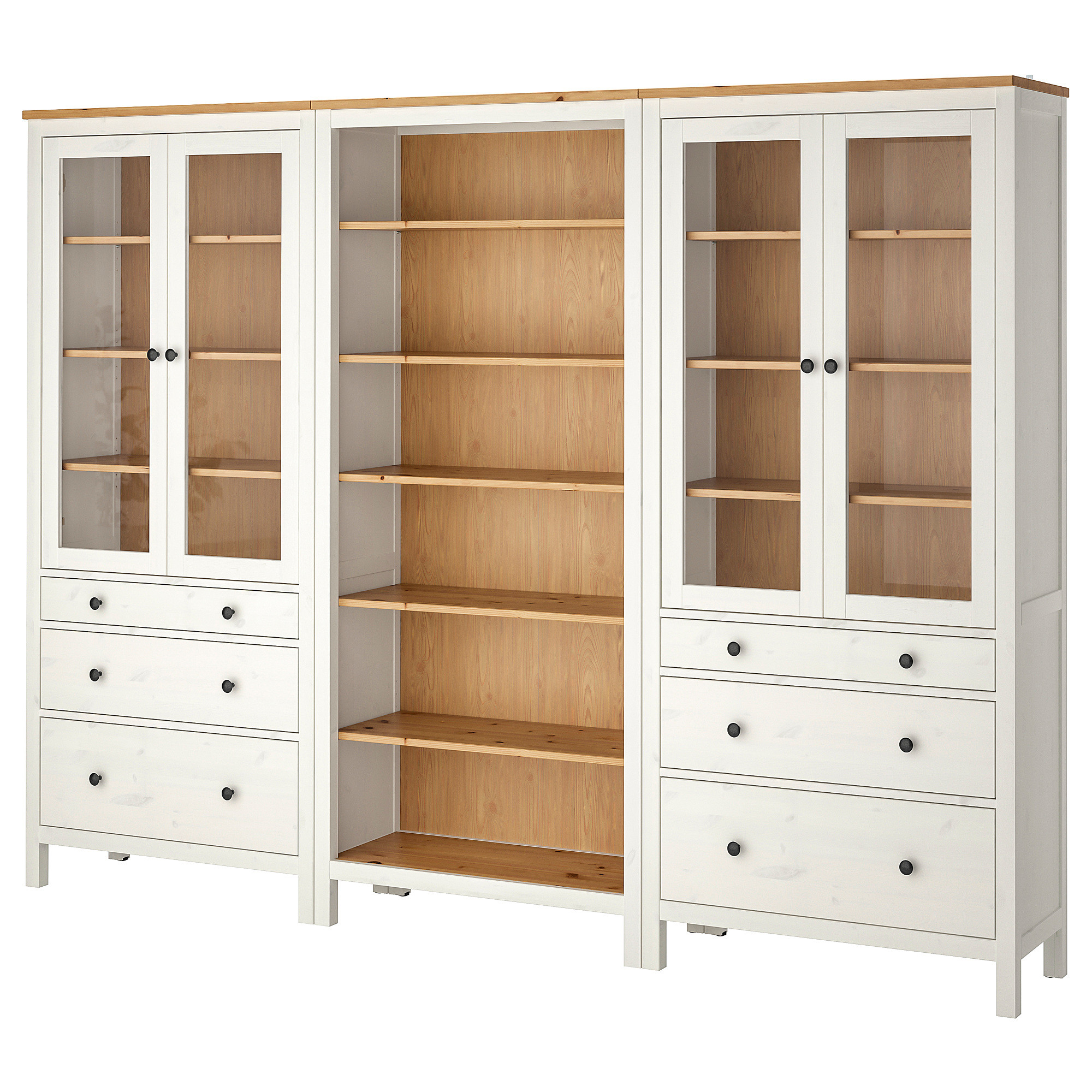 HEMNES Storage combination w doors/drawers, white stain/light brown, 106 1/4x77 1/2 " | IKEA US