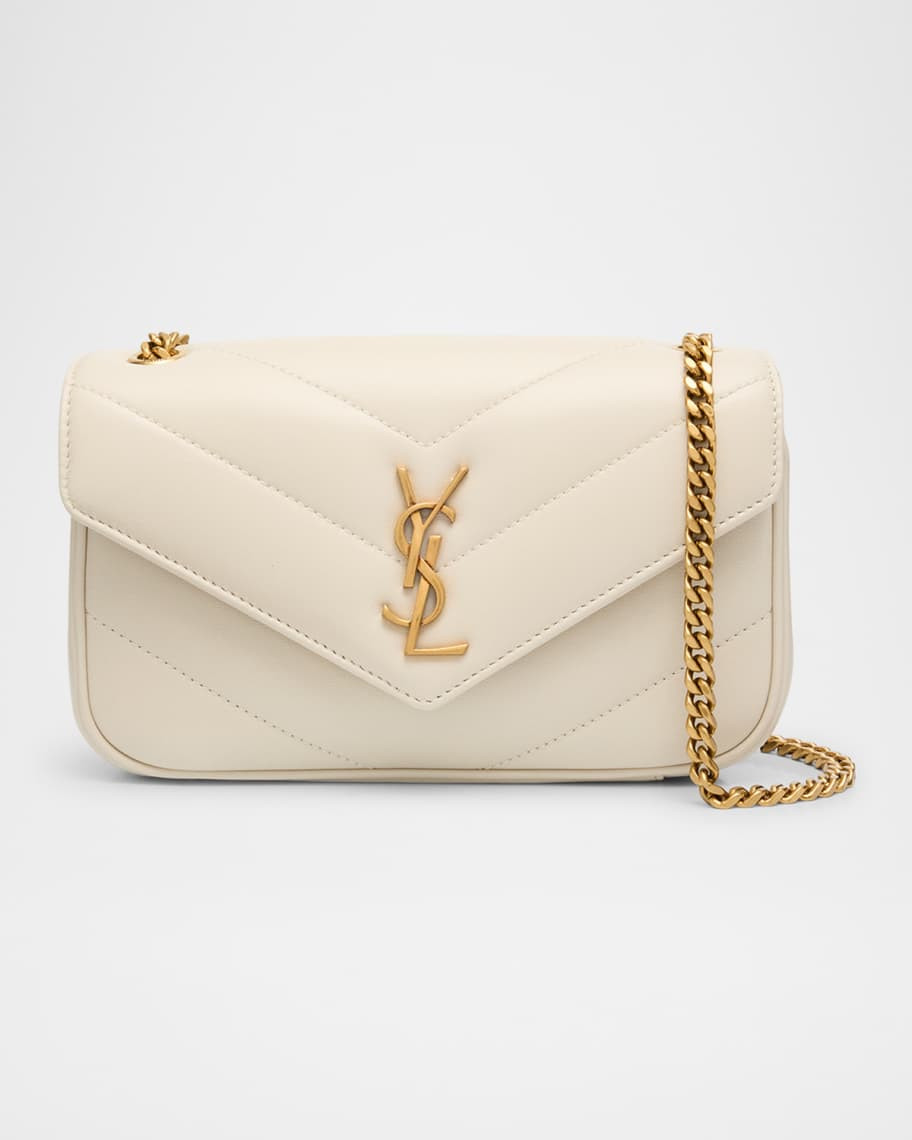 Saint Laurent Loulou Mini YSL Chain Crossbody Bag in Quilted Leather | Neiman Marcus