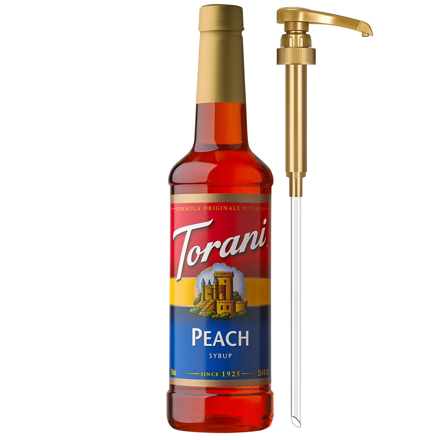 Torani Peach Syrup for Drinks, Flavoring for Iced Tea, Lemonade, and Sodas, Pump Included, 25.4 O... | Amazon (US)