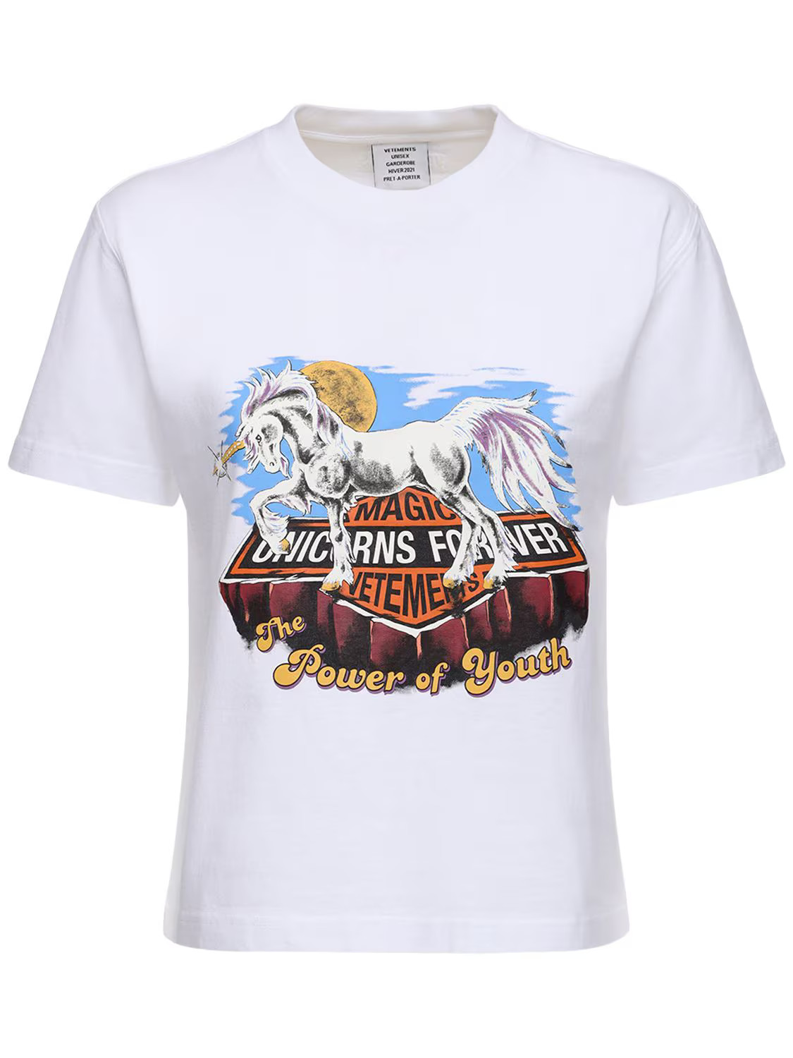 PRINTED COTTON JERSEY CROP T-SHIRT | Luisaviaroma