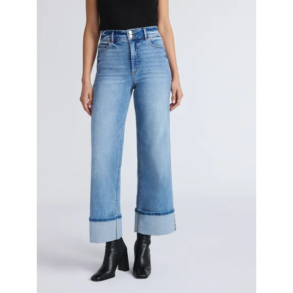 Sofia by Sofia Vergara Women's and Women's Plus Margot Wide Crop Super High Rise Jeans, 27" Insea... | Walmart (US)