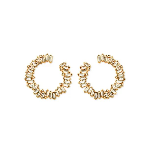 Scoop Womens 14K Gold Flash-Plated Crystal Baguette Earrings - Walmart.com | Walmart (US)