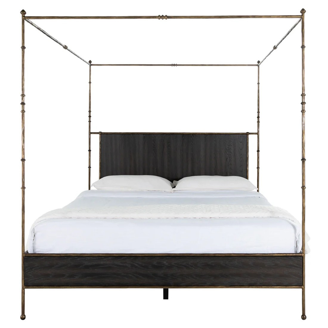 Reese Modern Classic Cerused Forest Black Wood Canopy Bed - King | Kathy Kuo Home