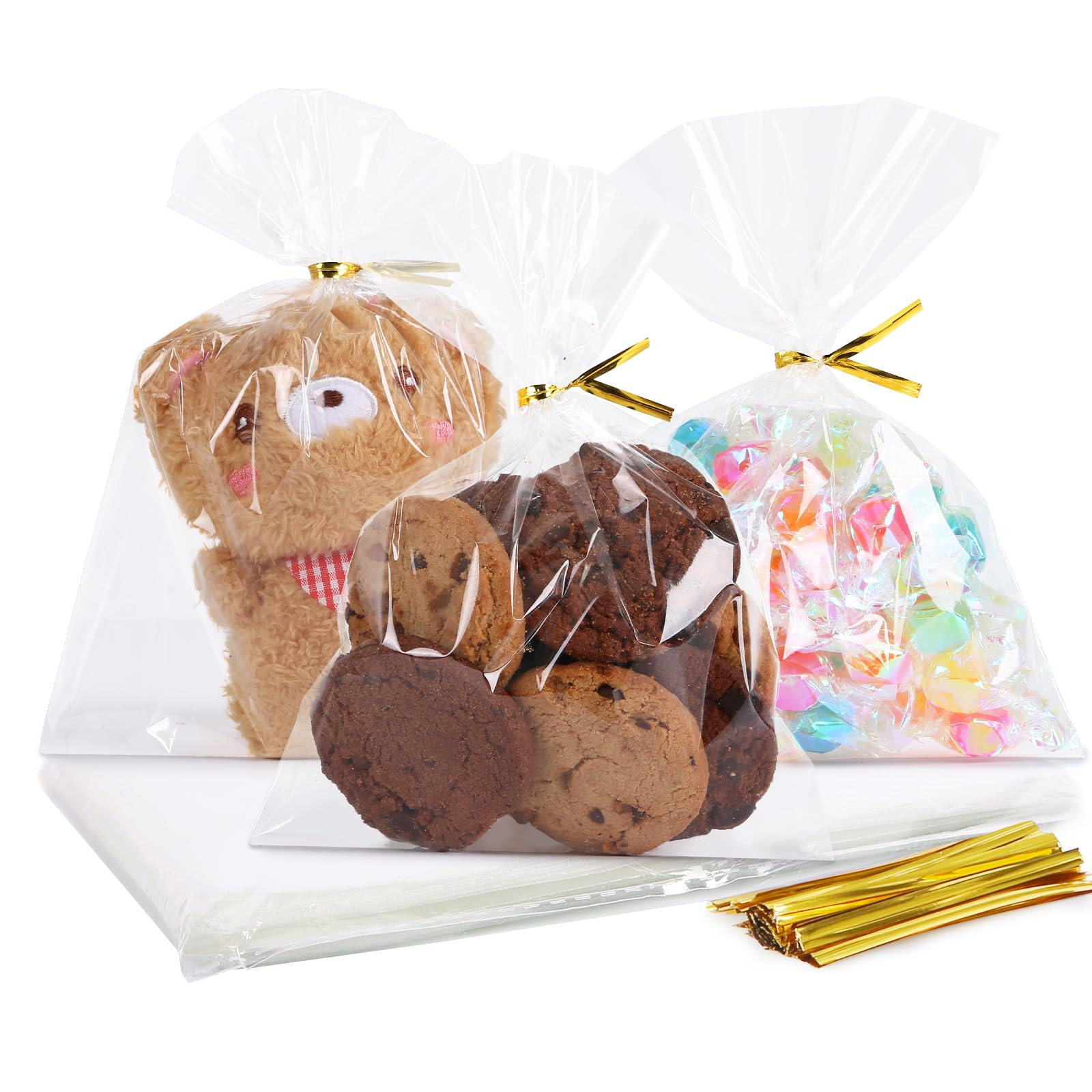 SUREHOME Cellophane Treat Bags 5x7 In 100 Pcs Individual Cookie Bags Small Plastic Clear Gift Bag... | Amazon (US)
