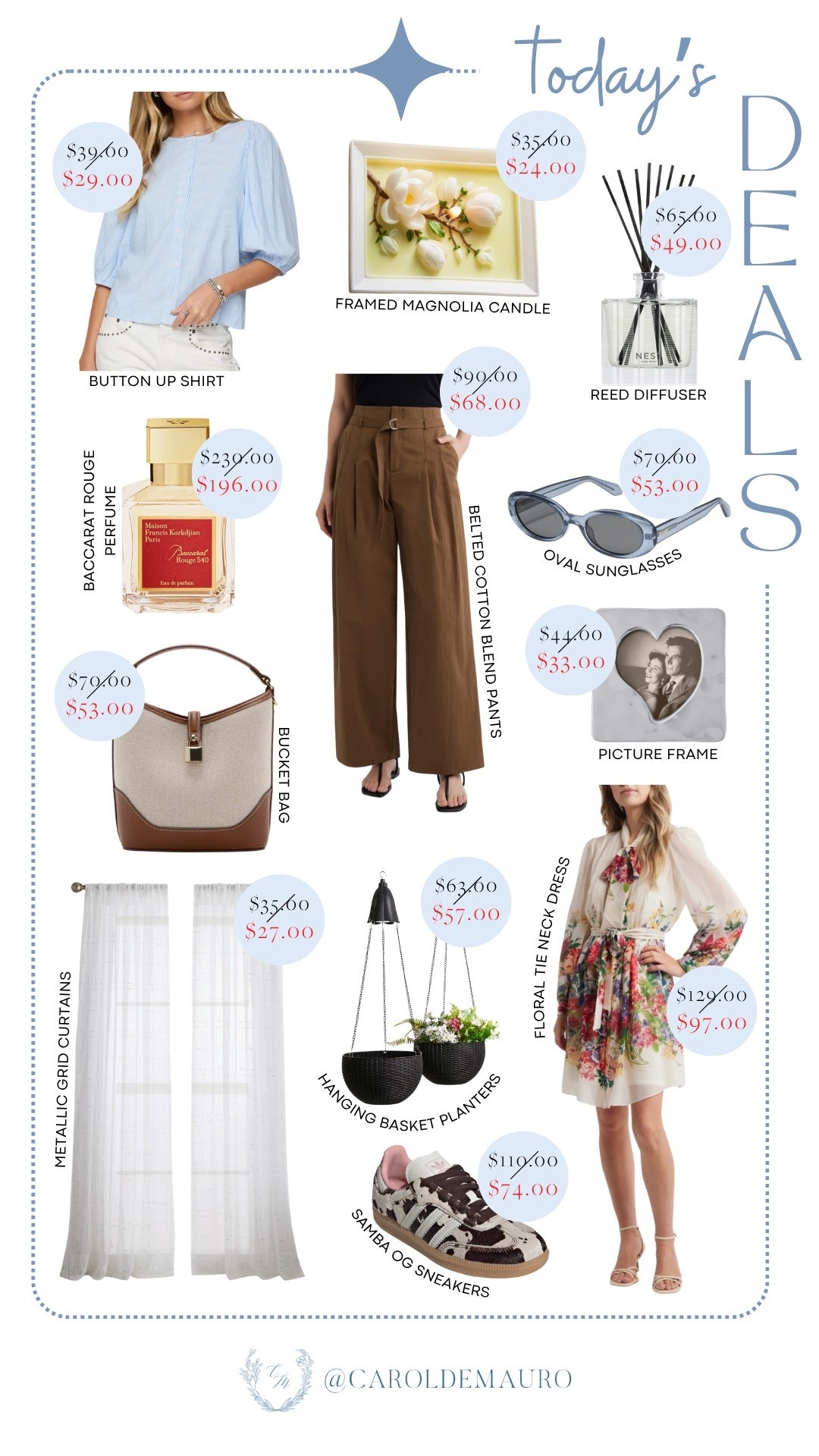 Don’t miss out on today’s deals, featuring everything from a chic floral tie-neck dress and belted cotton blend pants to home essentials like metallic grid curtains and hanging basket planters. Whether you’re eyeing the Baccarat Rouge perfume or those trendy Samba OG sneakers, you can shop all of these finds now while they’re on sale!

summer dresses, casual outfit, fashion accessories, home decor, living room finds, capsule wardrobe, trendy shoes, beauty finds

#LTKSeasonal #LTKHome #LTKootd