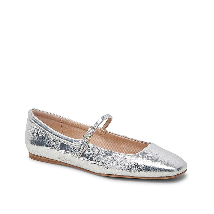 Dolce Vita Reyes Mary Jane Ballet Flat | Women's | Silver Metallic Leather | Size 6 | Flats | Mary Jane | DSW