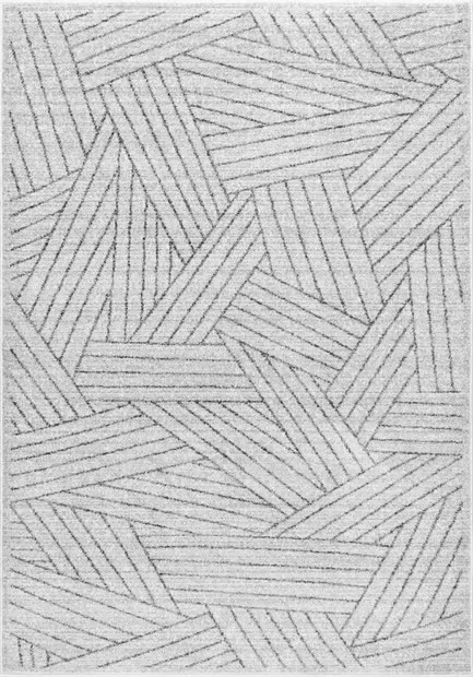 Grey Overlapping Striped Bands Area Rug | Rugs USA
