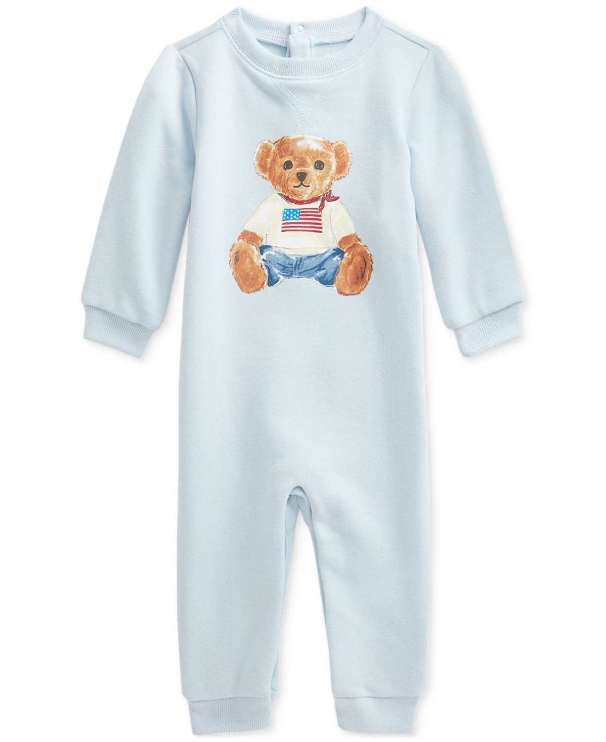 Polo Ralph Lauren Baby Fleece Polo Bear Coverall - Blue | Macy's
