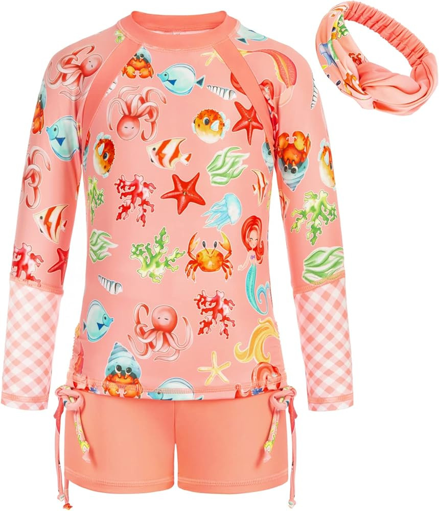 GRACE KARIN Girls Swimsuit Long Sleeve Rashguard Set 2-Piece Bathing Suit 6-14Y | Amazon (US)