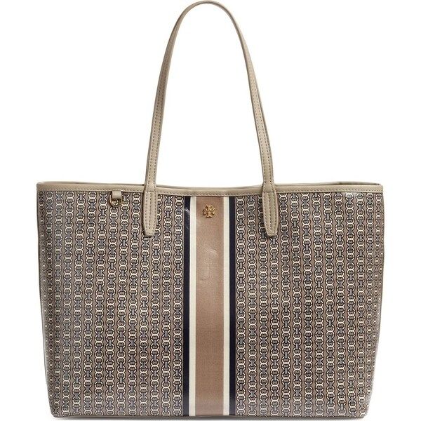 Tory Burch Gemini Link Coated Canvas Tote French Grey | Bed Bath & Beyond
