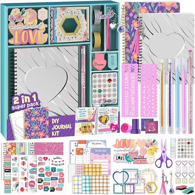 2-Pack DIY Journal Kit - Gifts for Girls Ages 8 9 10 11 12 13 14 Year Old - Cool Birthday Gifts I... | Amazon (US)