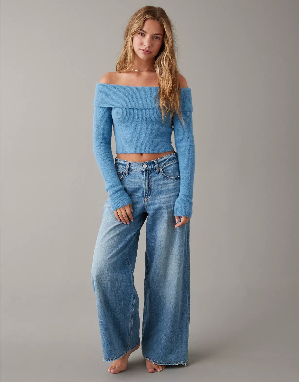 AE Off-the-Shoulder Cropped Sweater | American Eagle Outfitters (US & CA)