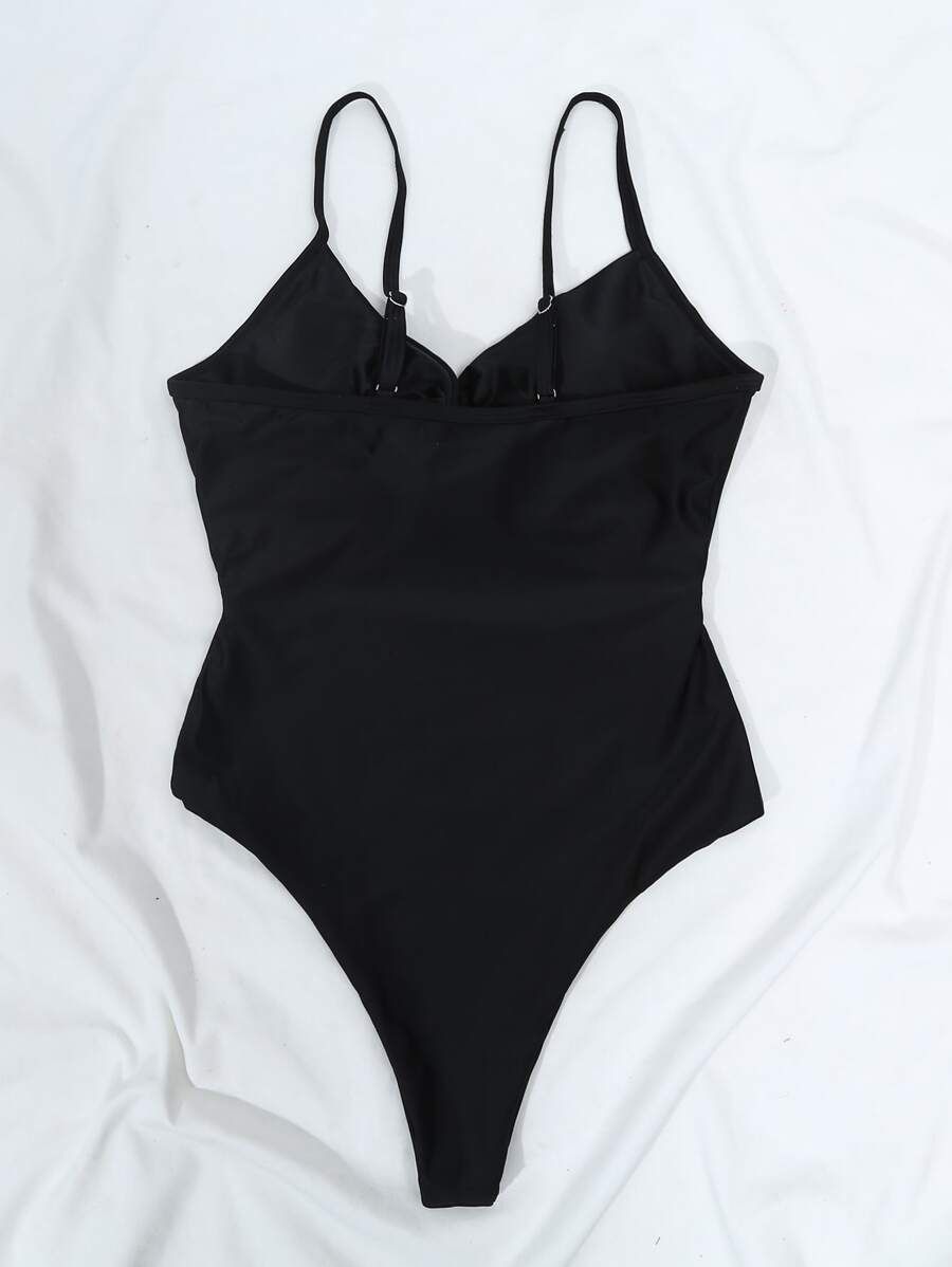 Knot Front Cut-out One Piece Swimsuit | SHEIN