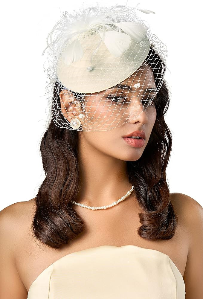 BABEYOND Bridal Wedding Veil Fascinator Mesh Lace Headband Tea Party Flower Fascinator Funeral Ha... | Amazon (US)
