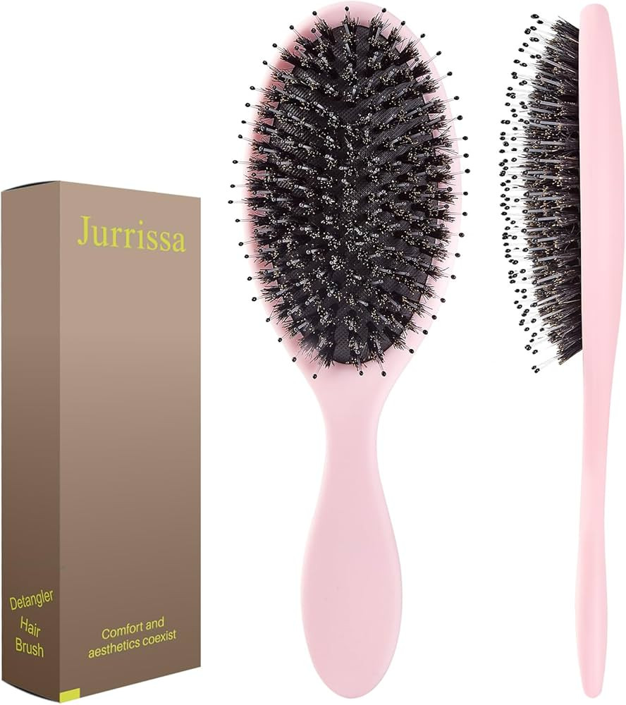 Boar Bristles Hair Brush for Women and Men, Detangling Hair Brush for Smoothing Massage Add Shine... | Amazon (US)
