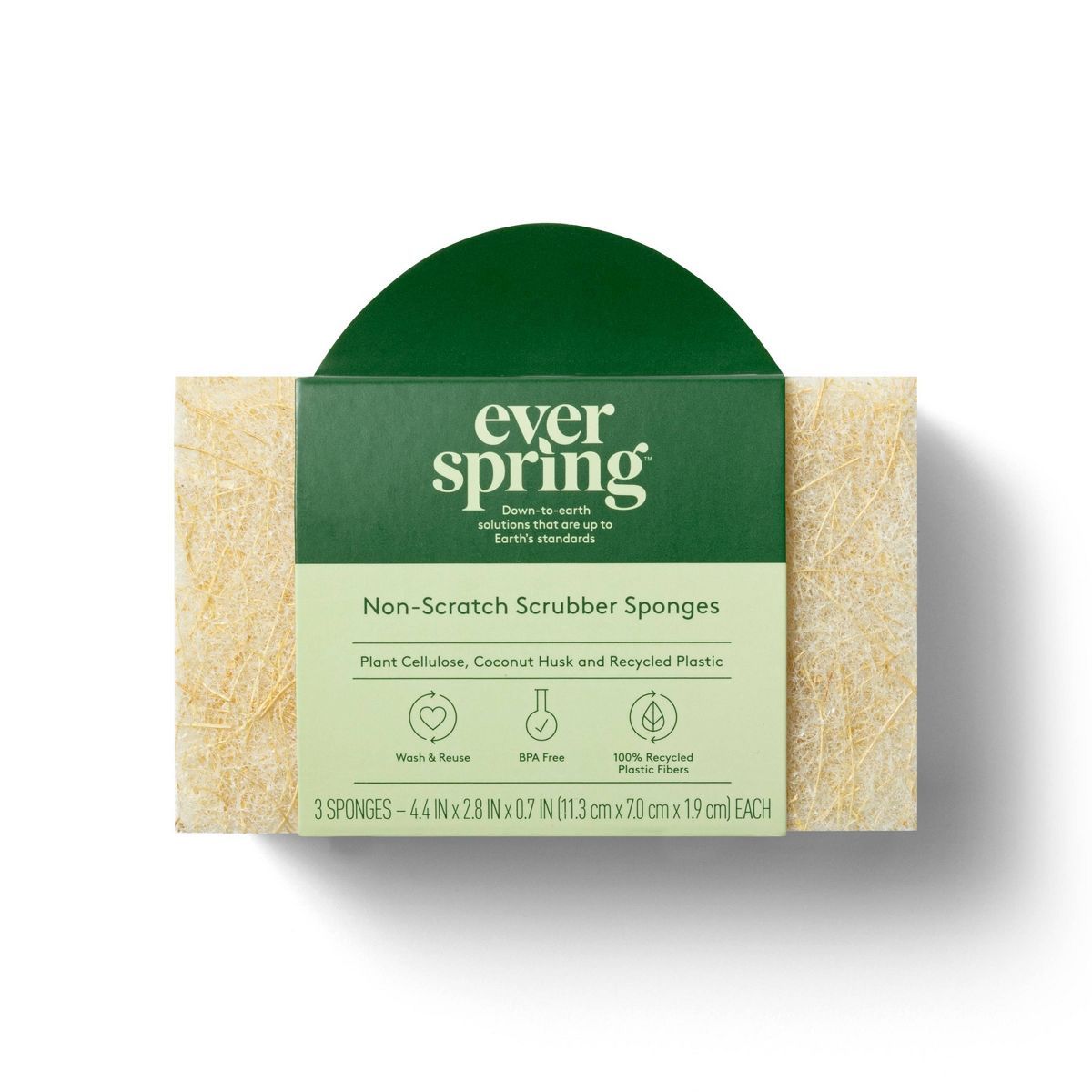 Natural Non-Scratch Scrubber Sponges - 3ct - Everspring™ | Target