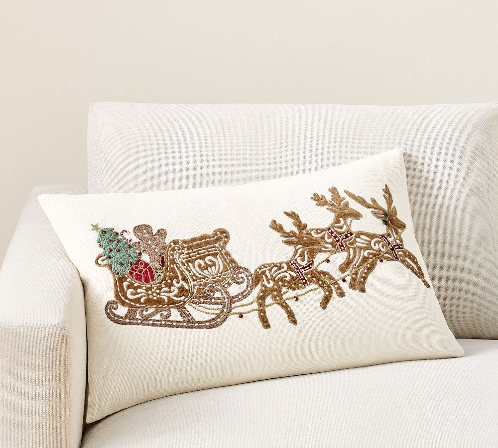 Gingerbread Sleighride Lumbar Pillow Cover | Pottery Barn (US)