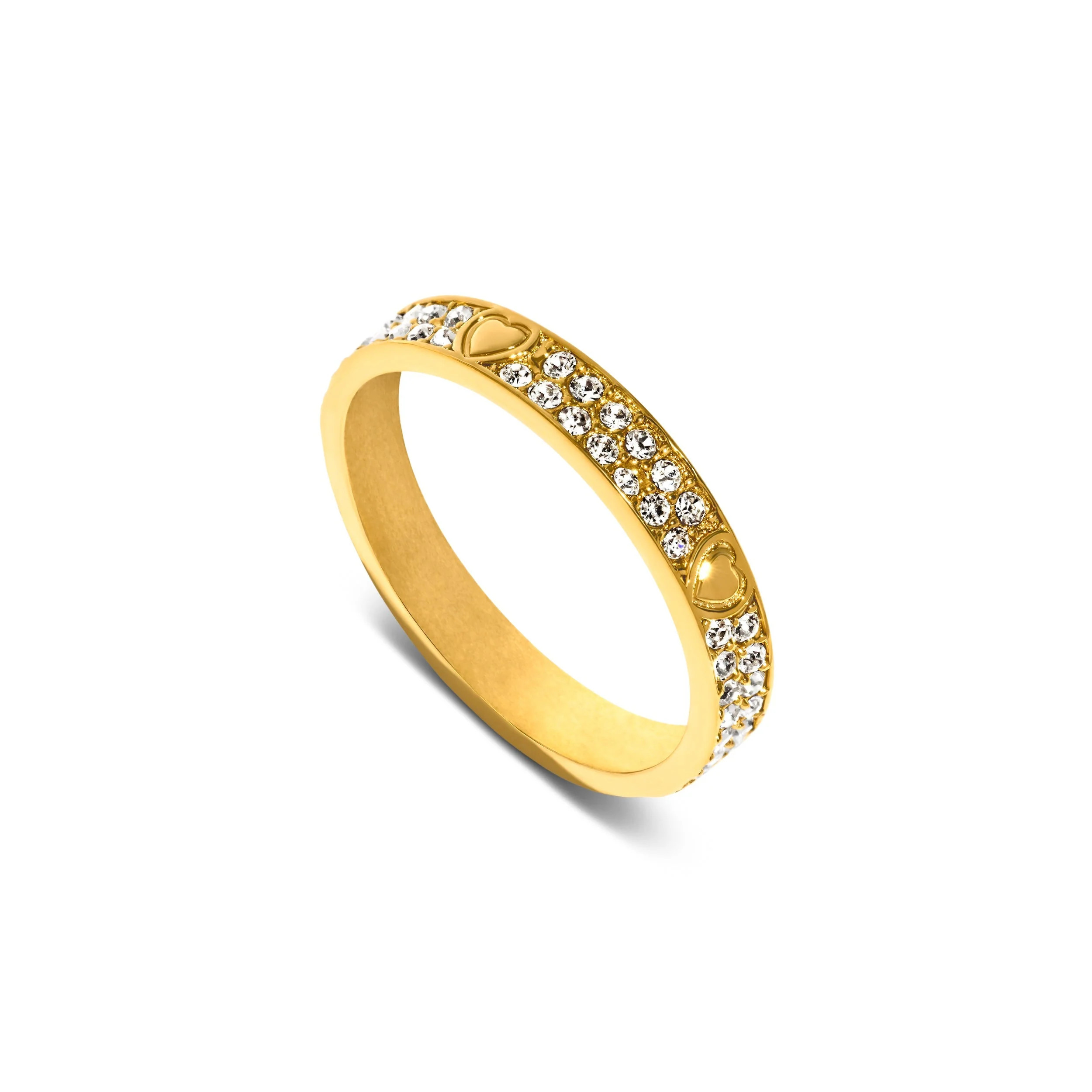 Pavé Crystal Heart Ring (Gold) | Abbott Lyon