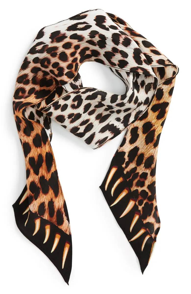 Rockins Leopard Teeth Skinny Silk Scarf | Nordstrom