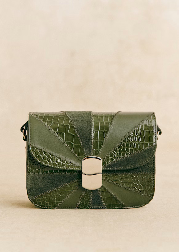 Milo Mini Classic Bag - Khaki patchwork  - Bovine leather - Sézane | Sezane Paris - US