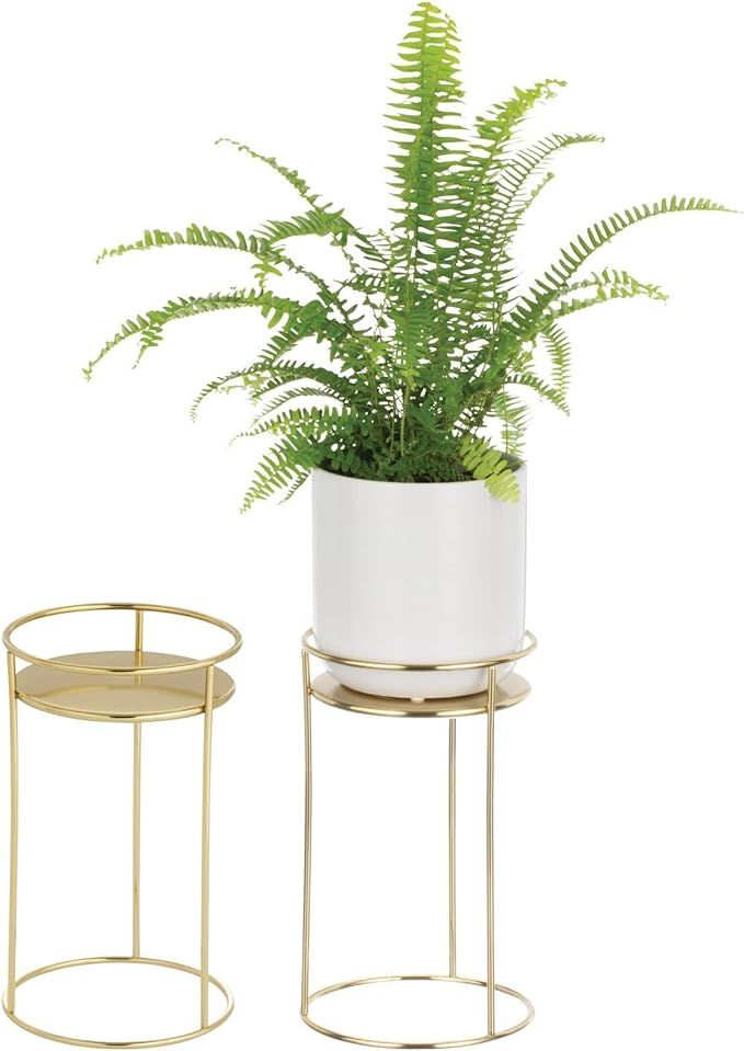 mDesign Metal 12-Inch Tall Circular Plant Stand, Planter Holder Contemporary Design Round Tray fo... | Amazon (US)