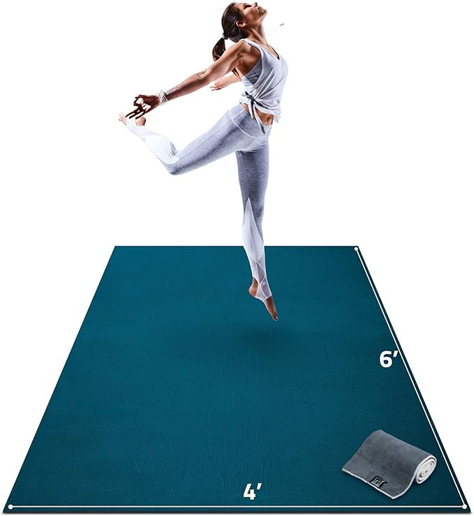 Gorilla Mats Premium Large Yoga Mat – 6' x 4' x 8mm Extra Thick & Ultra Comfortable, Non-Toxic,... | Amazon (US)