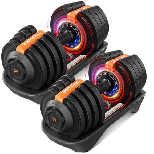 Adjustable Dumbbell Set, 40LB to 3LB Weight Set, 12 Free Weights Adjustable Dumbbell Set for Home Gym with Tray 1-Sec Fast Adjustable for Men Women (Pair, orange) | Amazon (US)