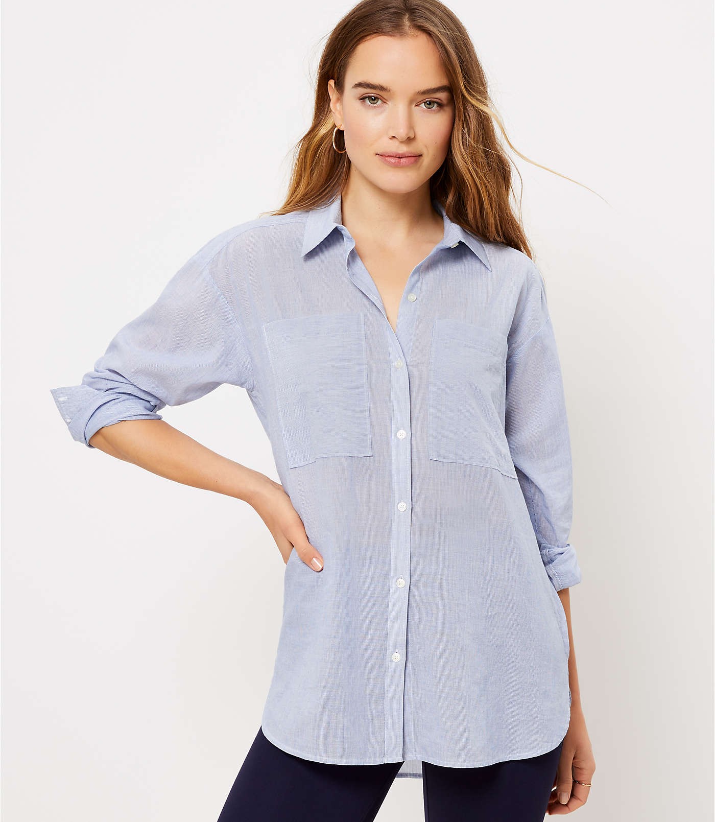 Pinstriped Tunic Shirt | LOFT | LOFT