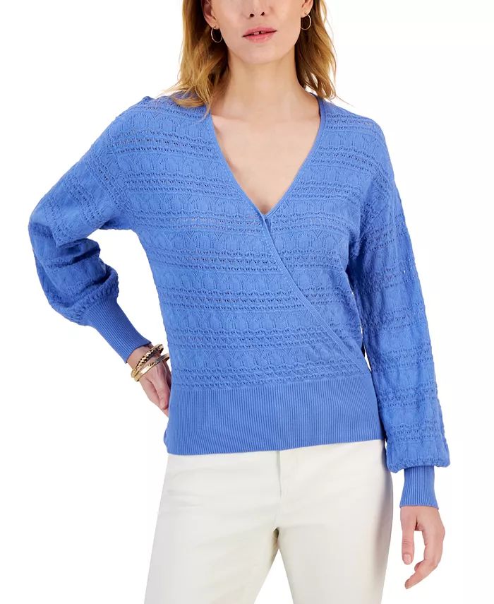 Women's Crochet Surplice Sweater, Created for Macy's | Macys (US)