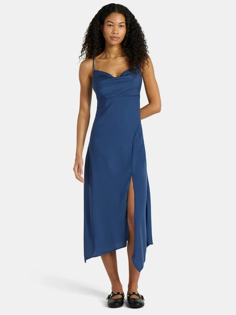 No Boundaries Cami Maxi Dress with Cowl Neck, Women's | Walmart (US)