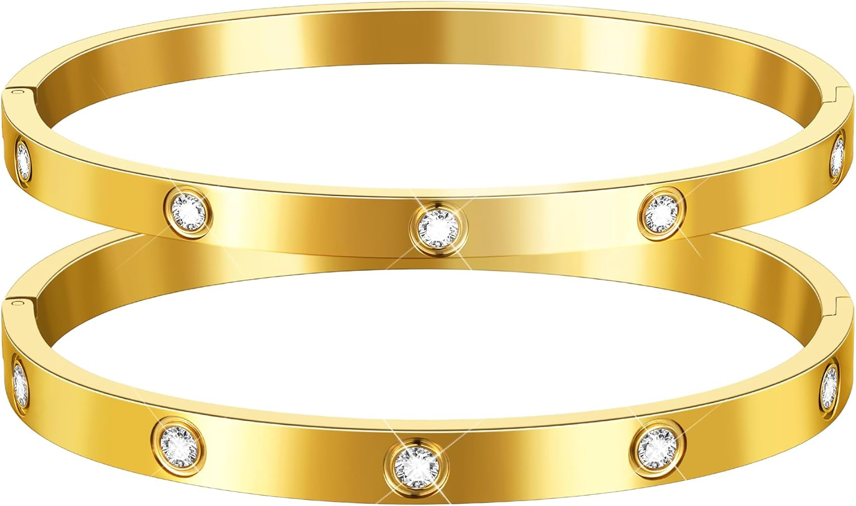 Howoo Gold Bracelets for Women 14K Gold Bangle Zirconia Tennis Link Bracelet Mesh Bracelets Watch... | Amazon (US)